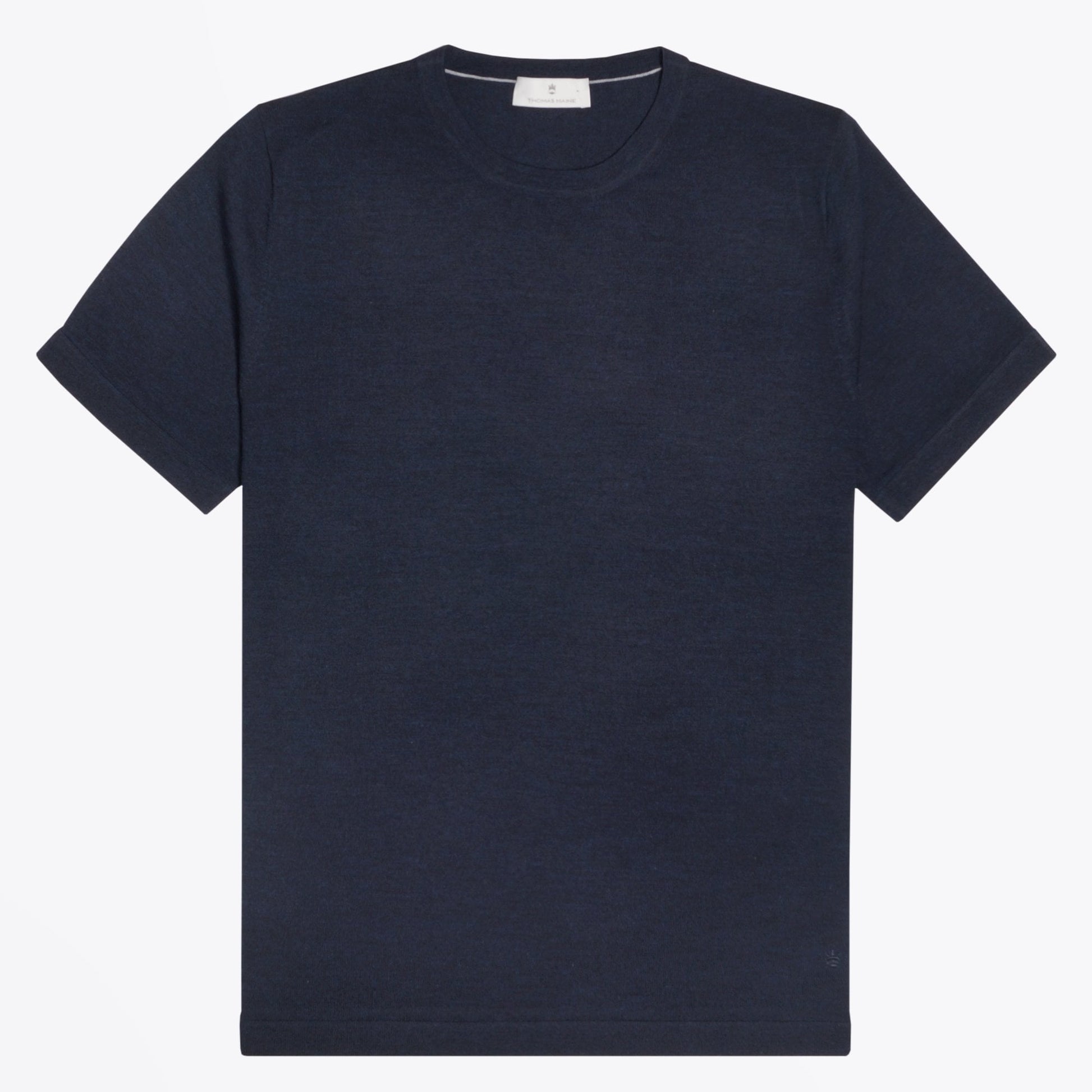 Thomas Merino Crew Neck T-shirt - Navy