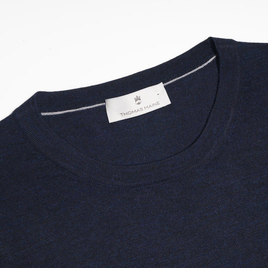 Merino Crew Neck T-shirt - Navy