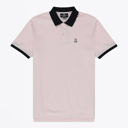 - Contrast Collar Polo Shirt - Pink