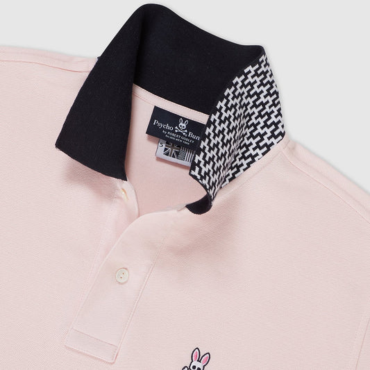 - Contrast Collar Polo Shirt - Pink