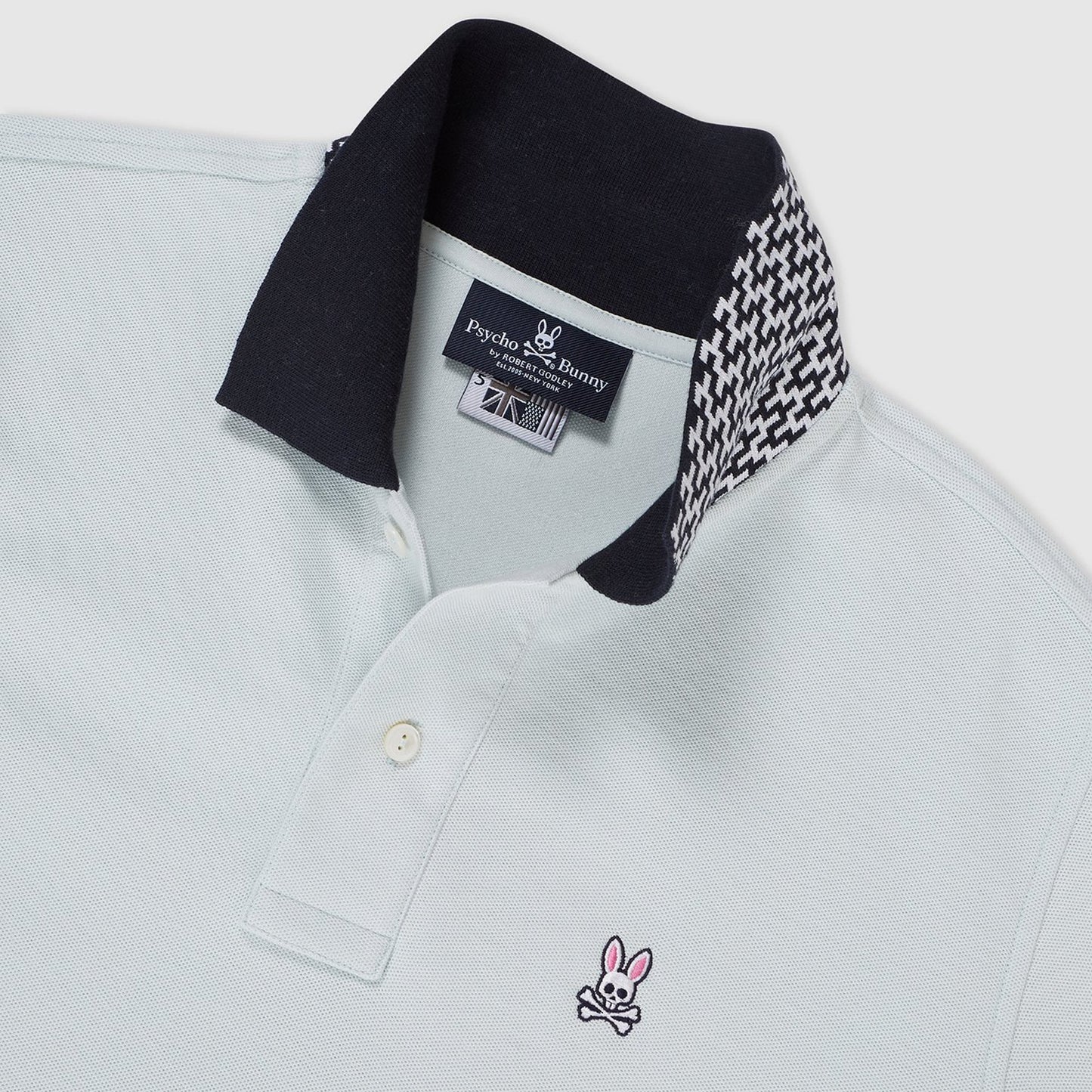 - Contrast Collar Polo Shirt - Pale Blue