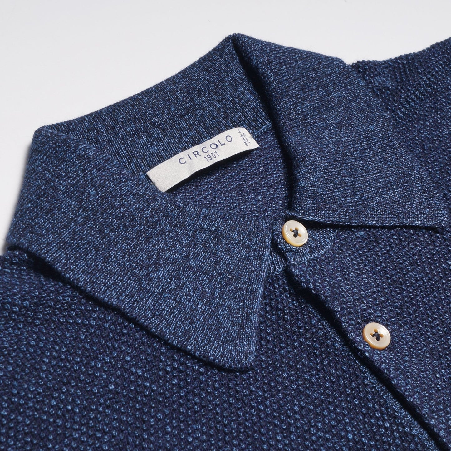 - Knitted Polo Shirt - Blue