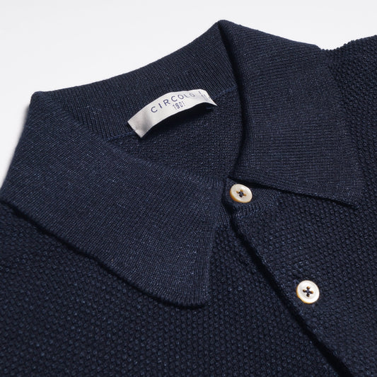 Knitted Polo Shirt - Navy