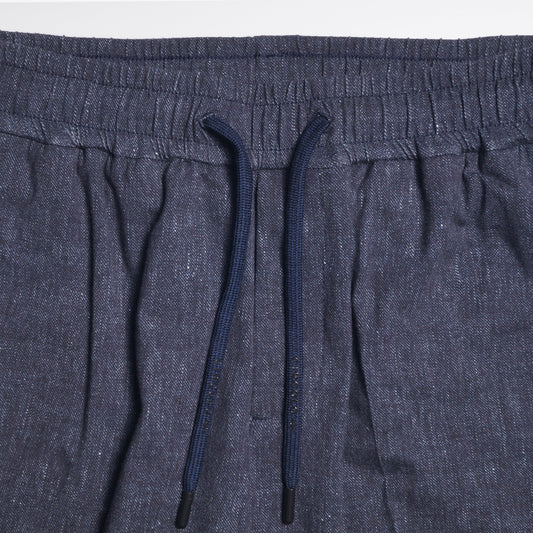 - Stretch Drawstring Trousers - Navy Blue