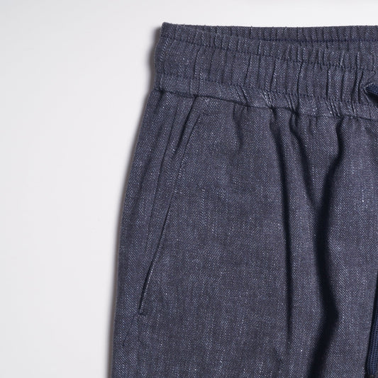- Stretch Drawstring Trousers - Navy Blue