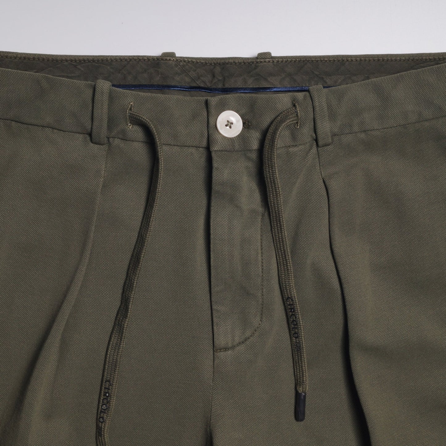 - Stretch Drawstring Trousers - Olive