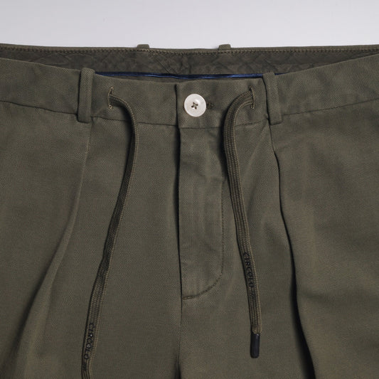 - Stretch Drawstring Trousers - Olive