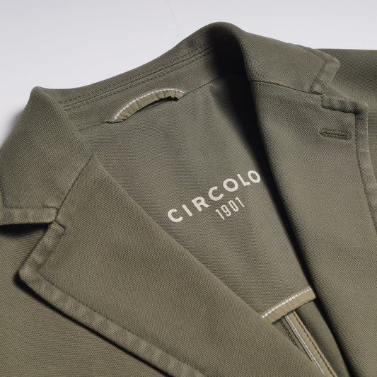 - Cotton Piquet Blazer - Olive