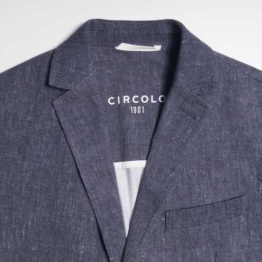 - Cotton Stretch Blazer - Navy Blue