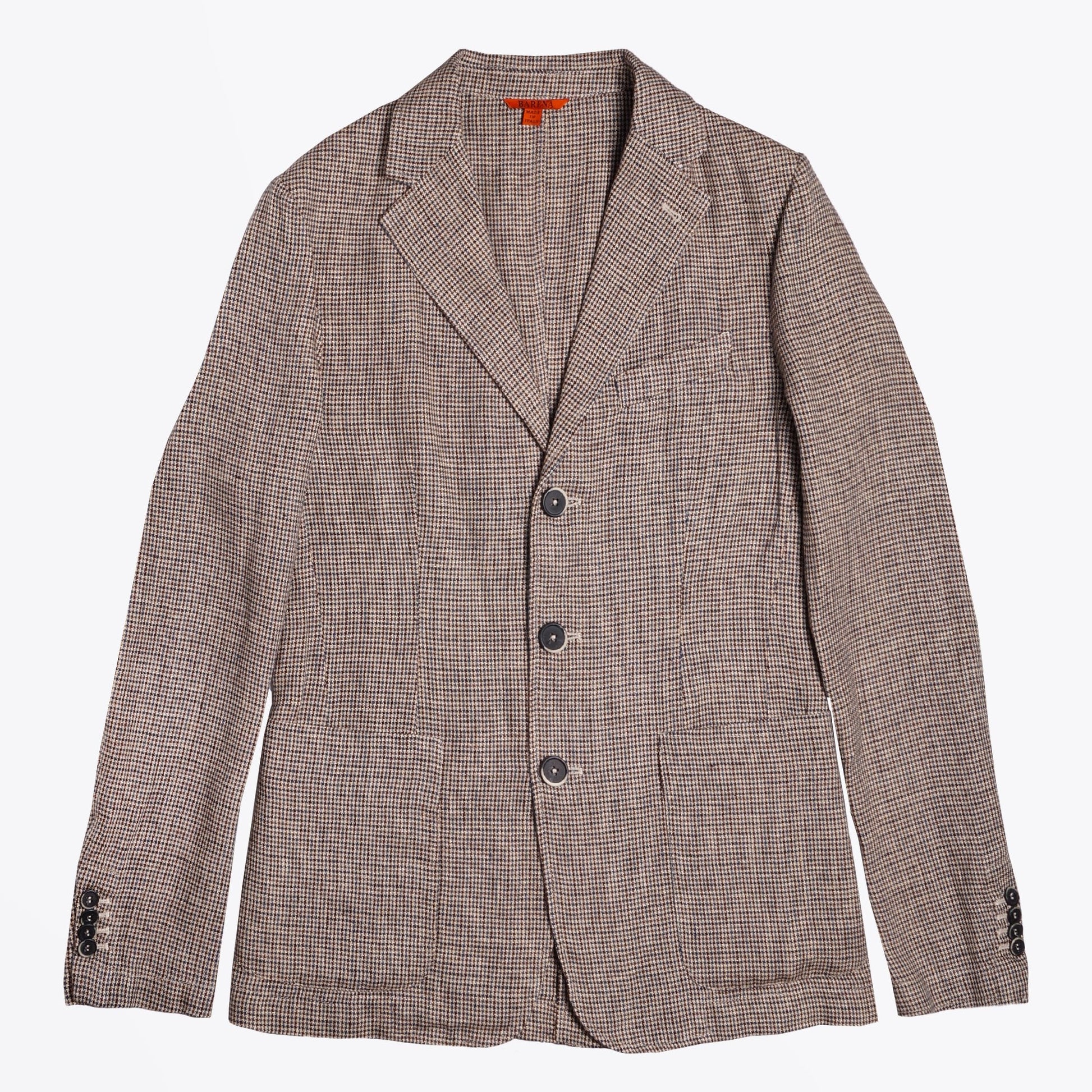 Barena - Woven Dogtooth Blazer - Brown/Navy