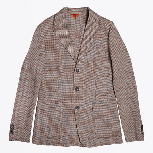 Woven Dogtooth Blazer - Brown/Navy