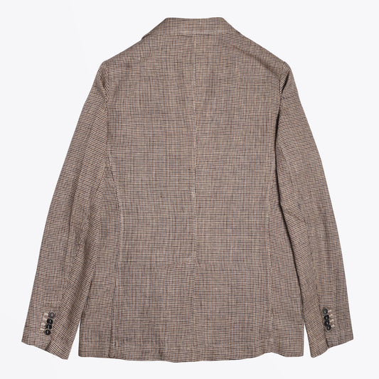 Woven Dogtooth Blazer - Brown/Navy