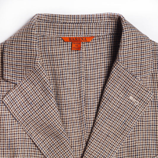 Woven Dogtooth Blazer - Brown/Navy