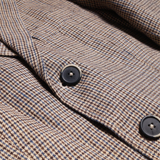 Woven Dogtooth Blazer - Brown/Navy