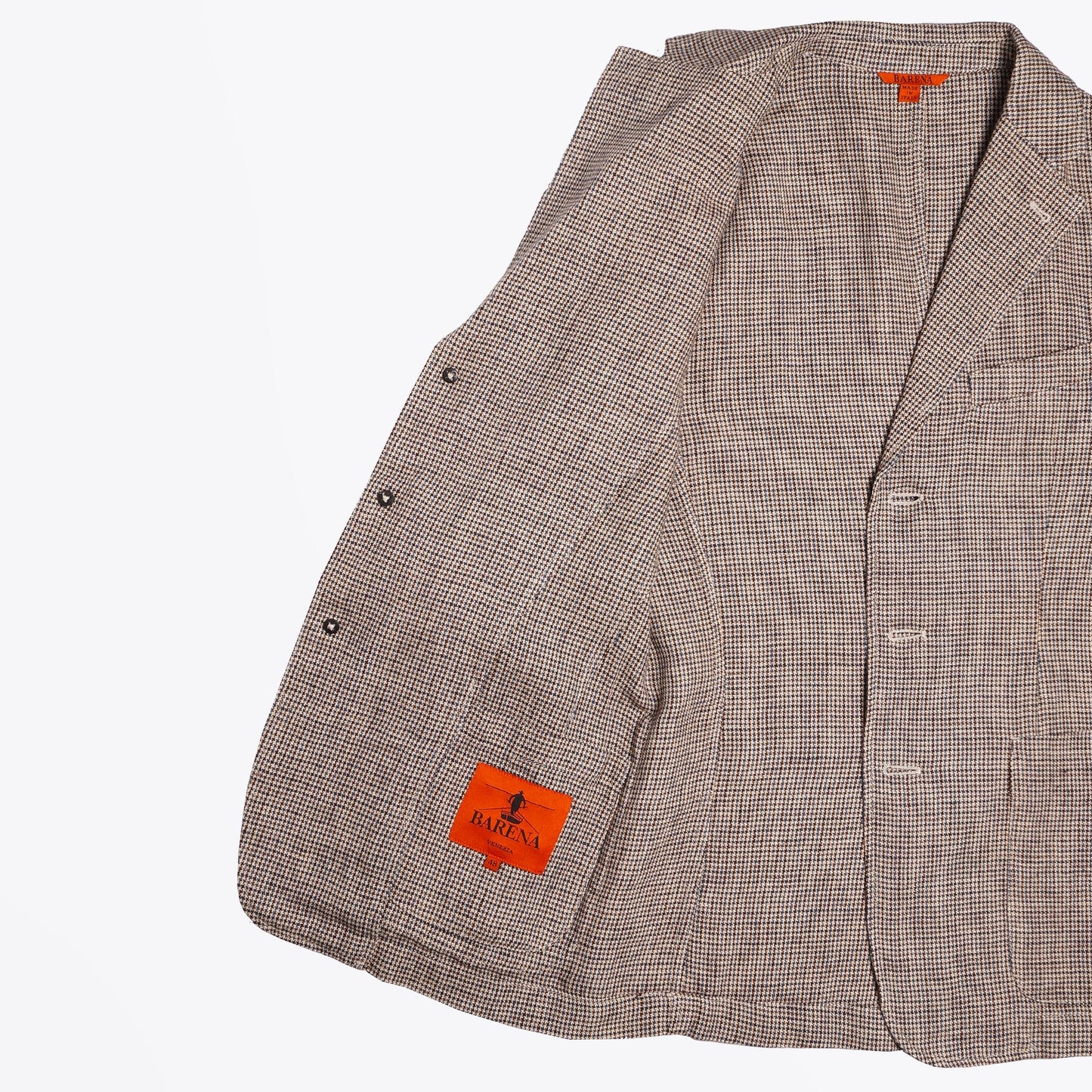 - Woven Dogtooth Blazer - Brown/Navy