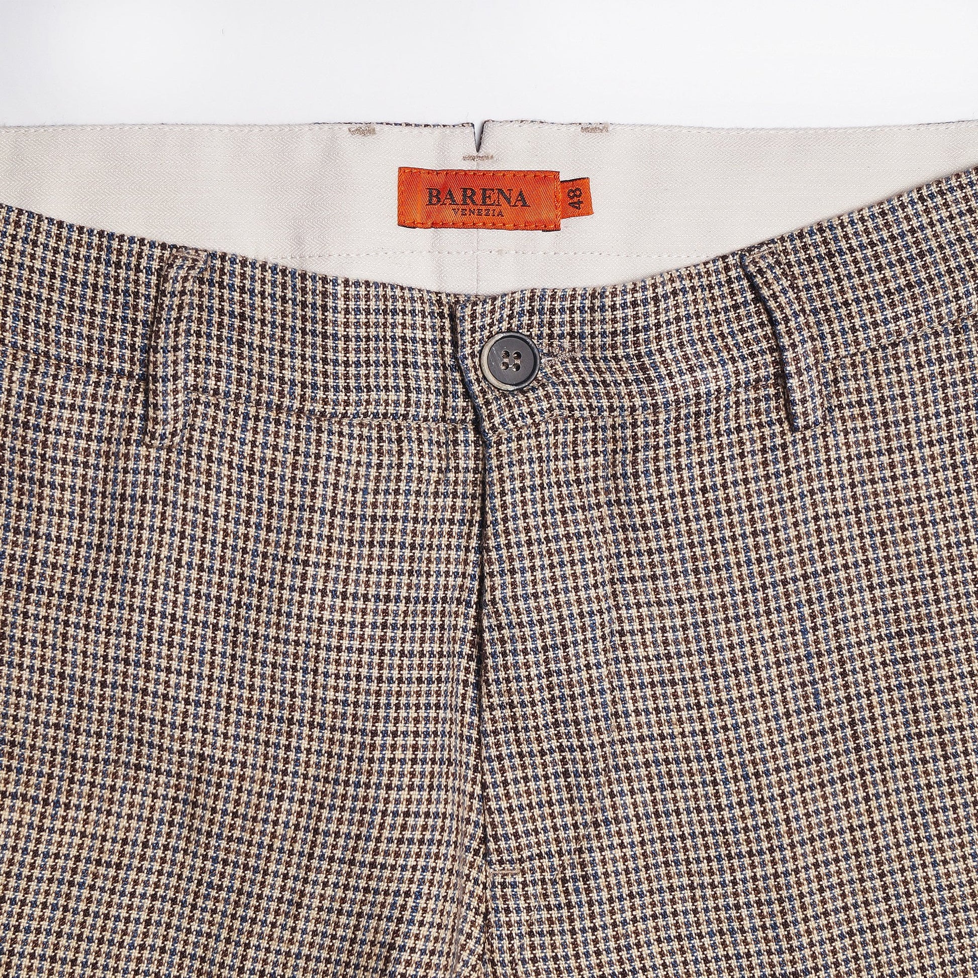 Barena Woven Dogtooth Trousers - Brown/Beige