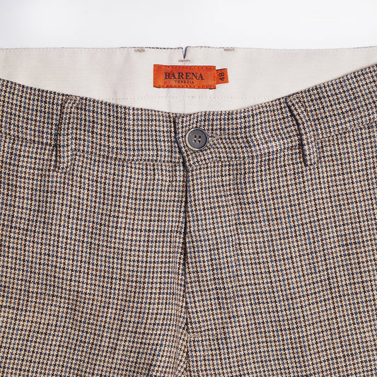 Woven Dogtooth Trousers - Brown/Beige