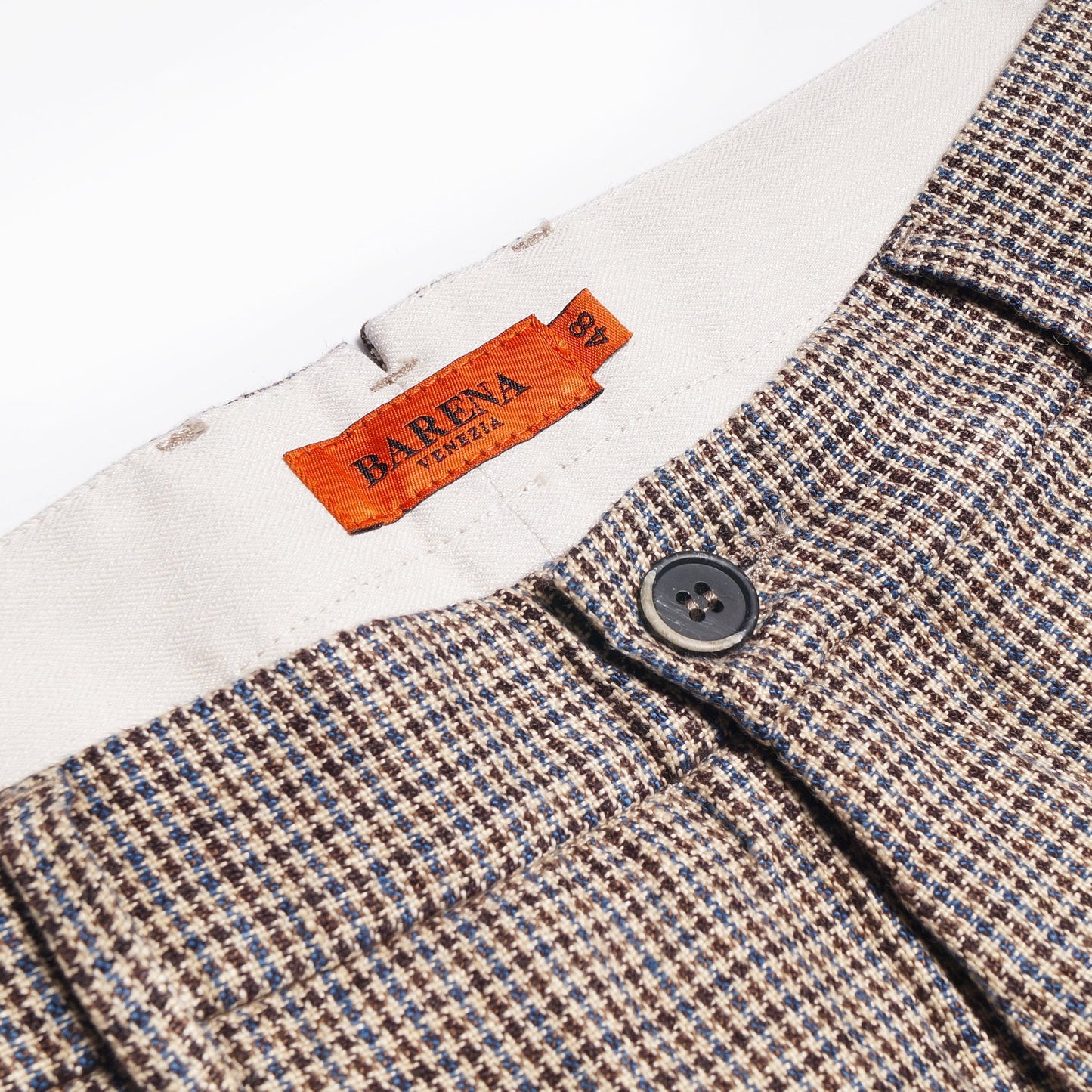 Woven Dogtooth Trousers - Brown/Beige