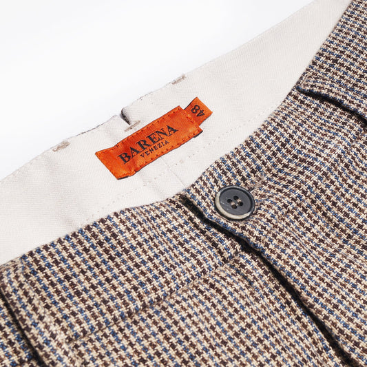 Woven Dogtooth Trousers - Brown/Beige