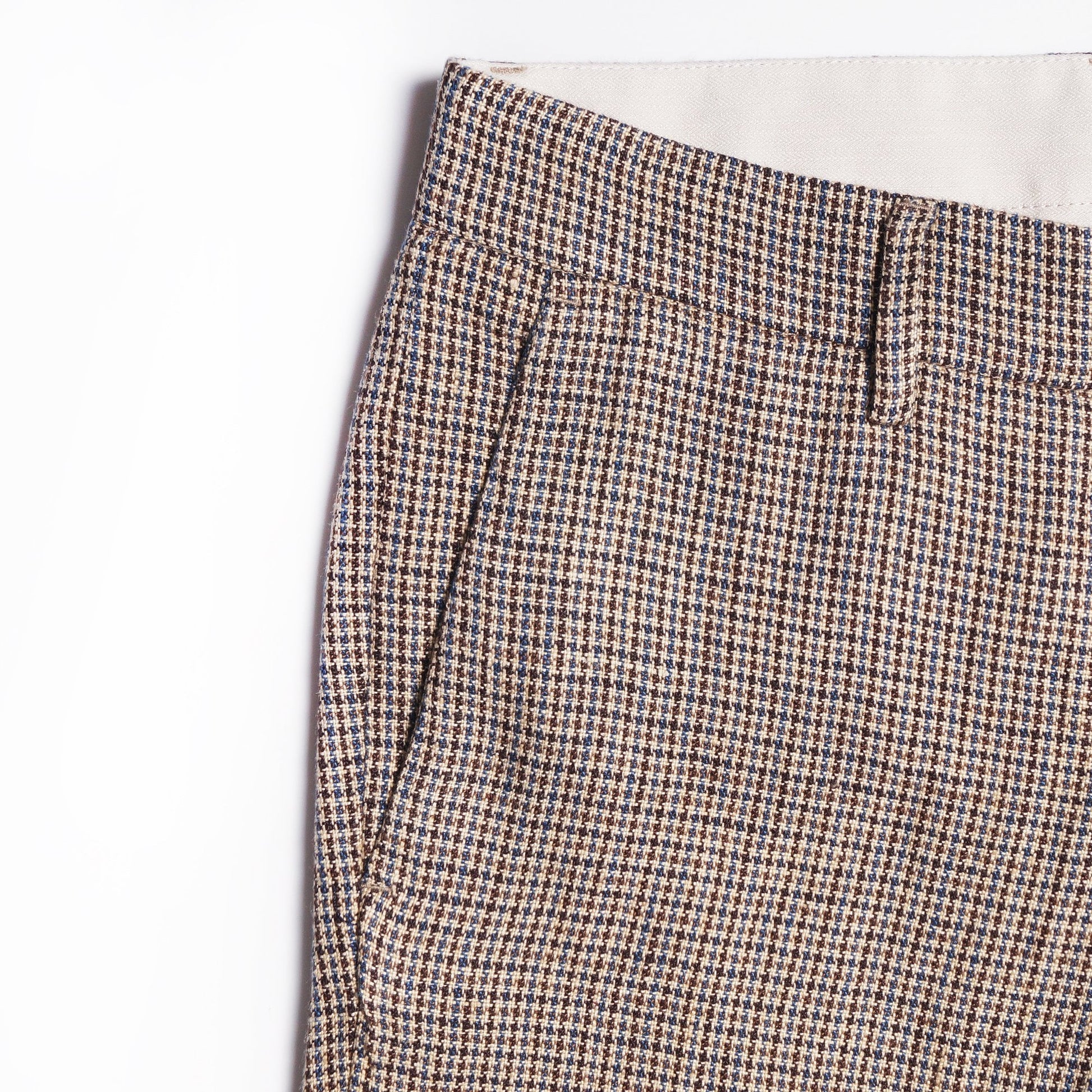 Barena Woven Dogtooth Trousers - Brown/Beige