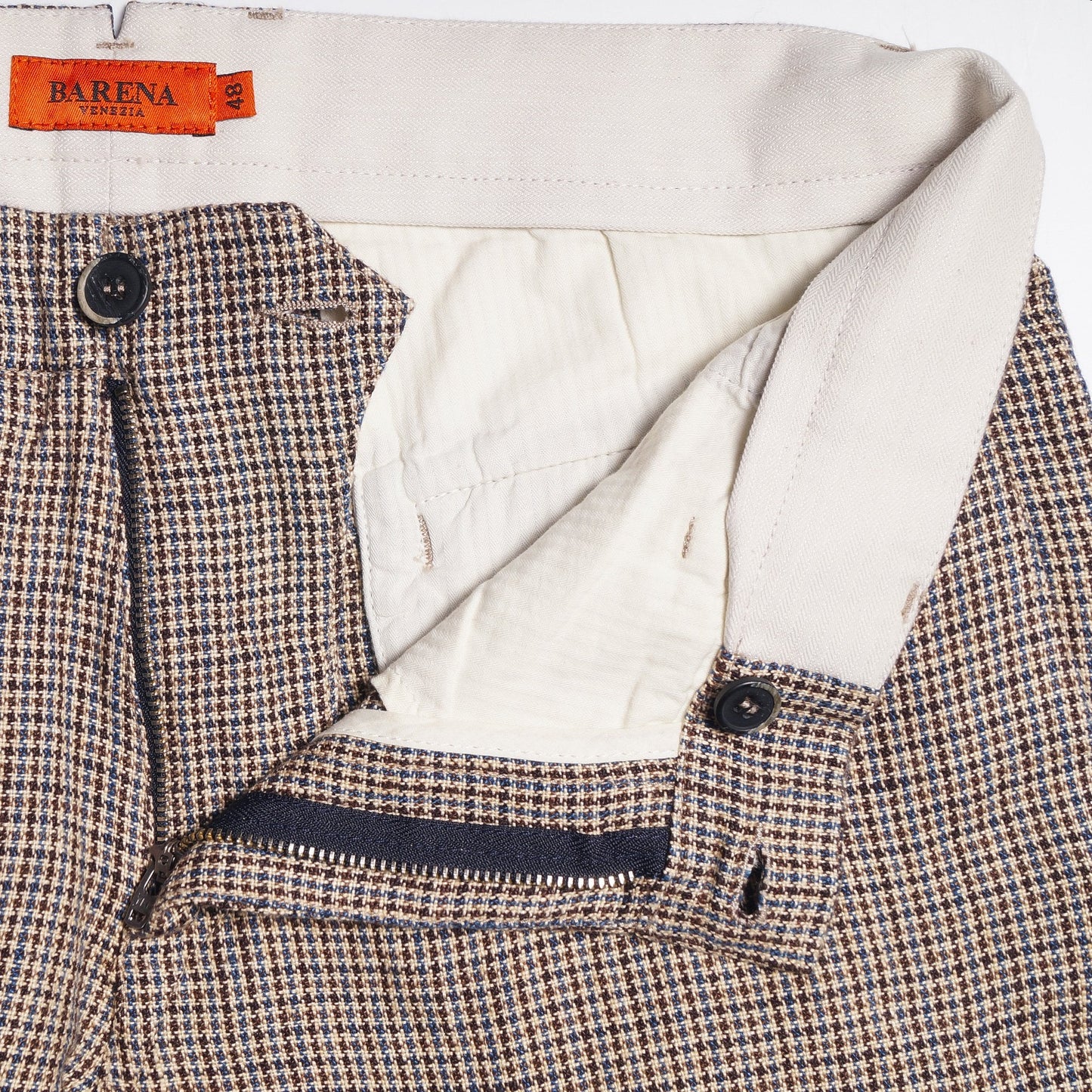 Woven Dogtooth Trousers - Brown/Beige