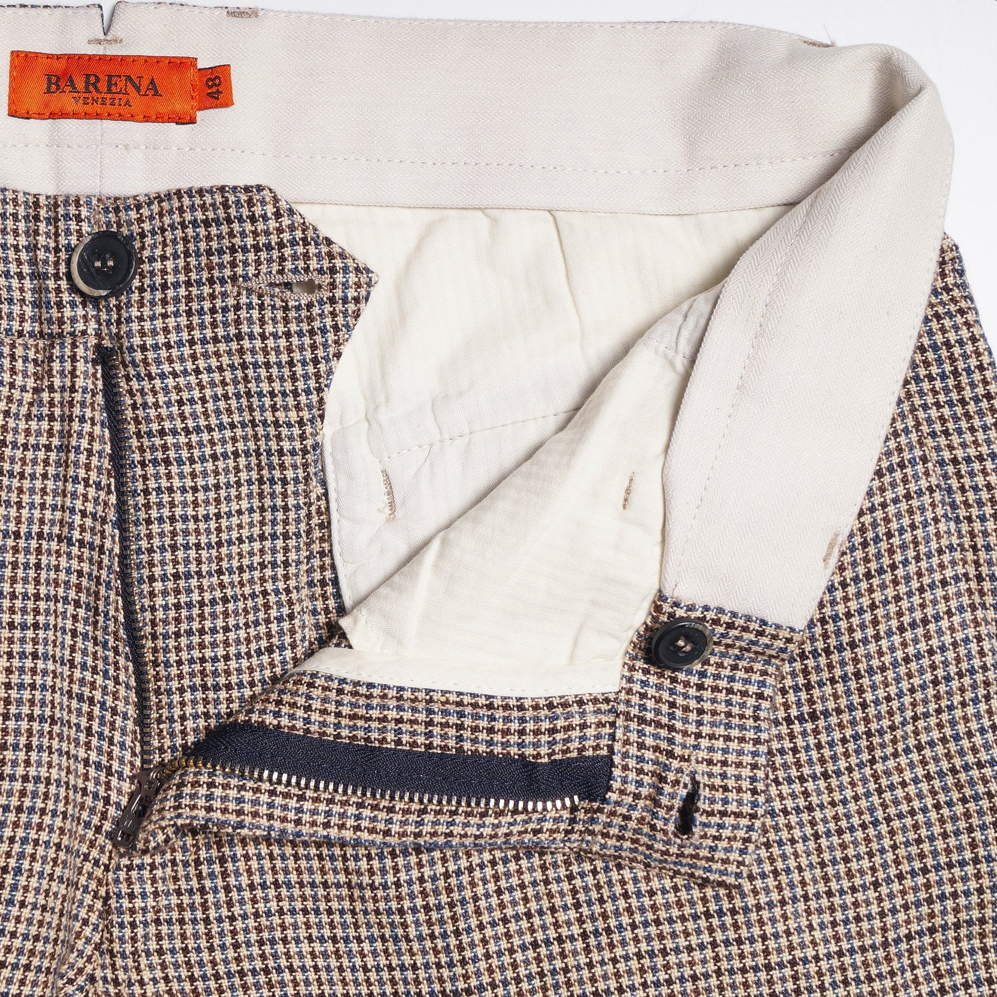 Barena Woven Dogtooth Trousers - Brown/Beige