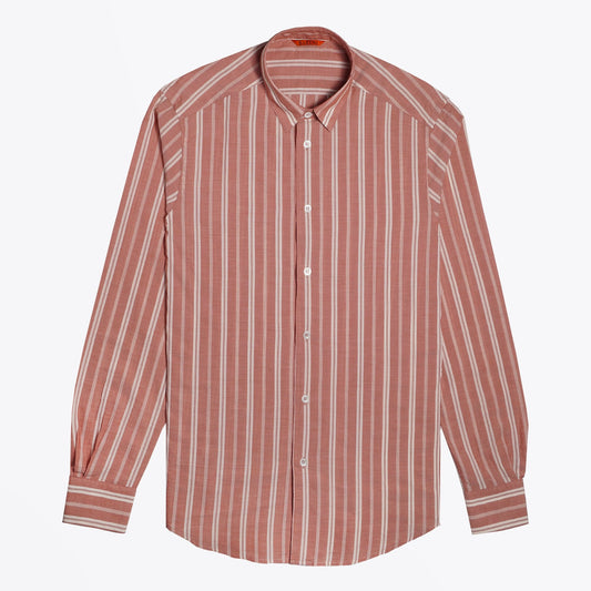 - Cotton Striped Shirt - Red