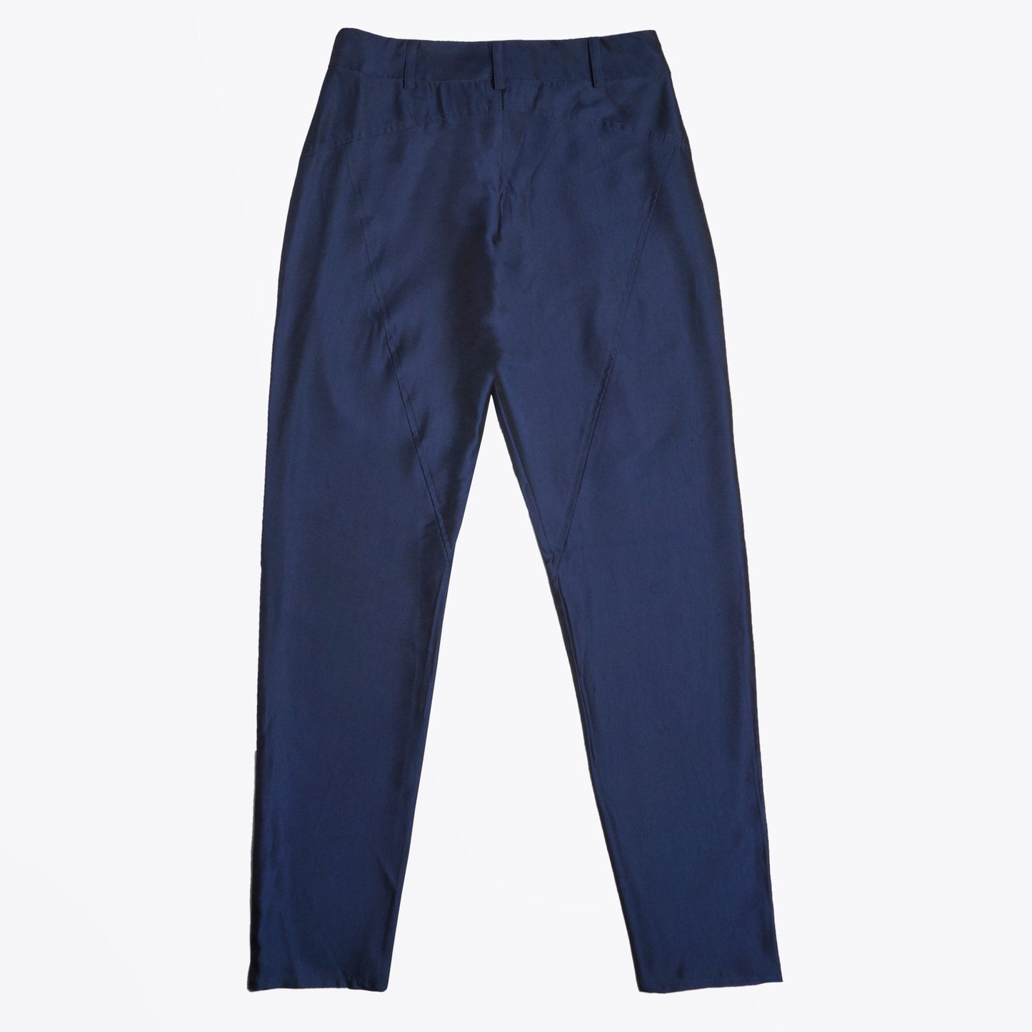 - Satin Pleated Trousers - Navy