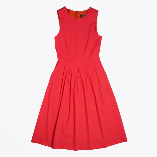 - Pleated Midi Dress - Pink