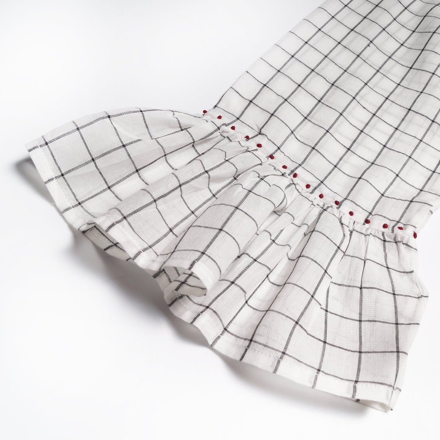 - Checked Smock Dress - White
