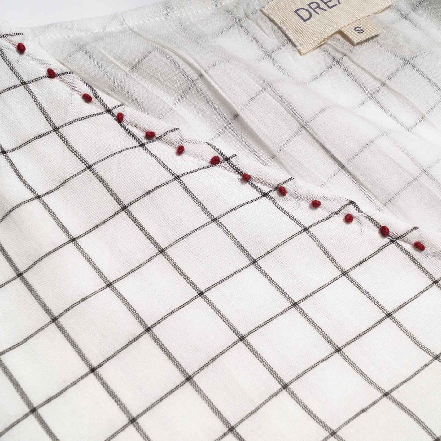 - Checked Smock Dress - White