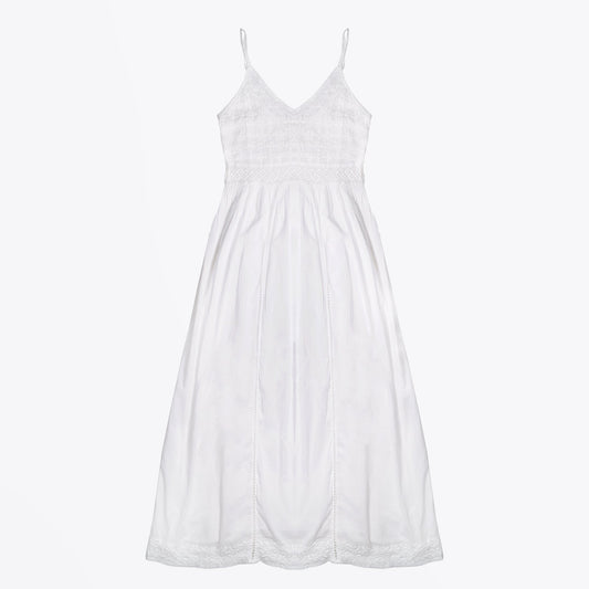 - Embroidered Maxi Dress - White