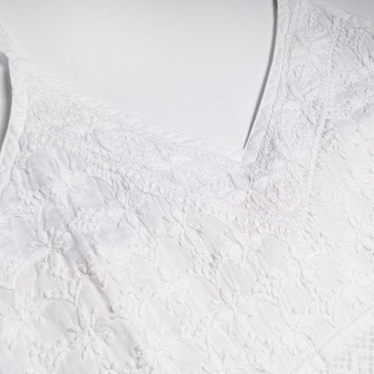 - Embroidered Maxi Dress - White