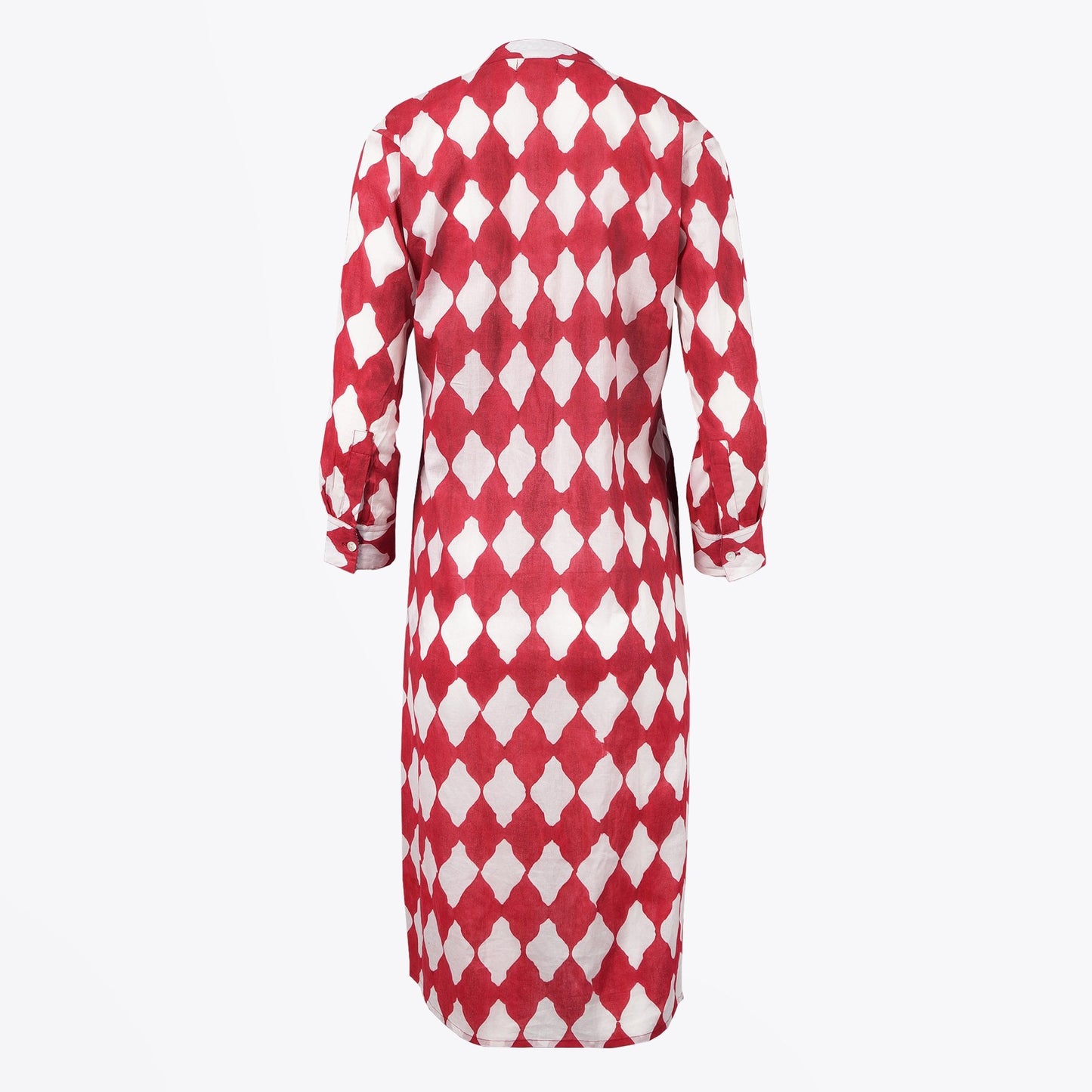 - Printed Shirt Dress - Red