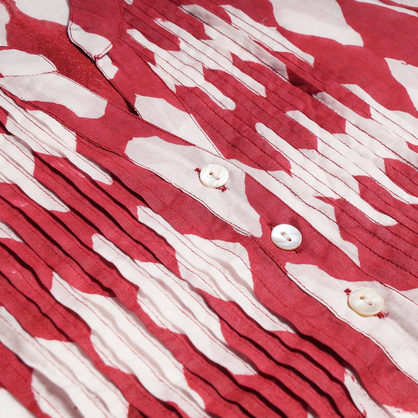 - Printed Shirt Dress - Red