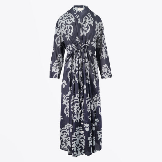 - Printed Maxi Dress - Navy/Grey