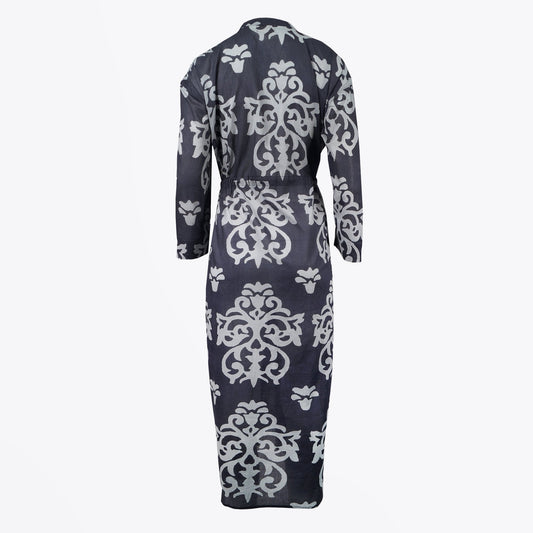 - Printed Maxi Dress - Navy/Grey