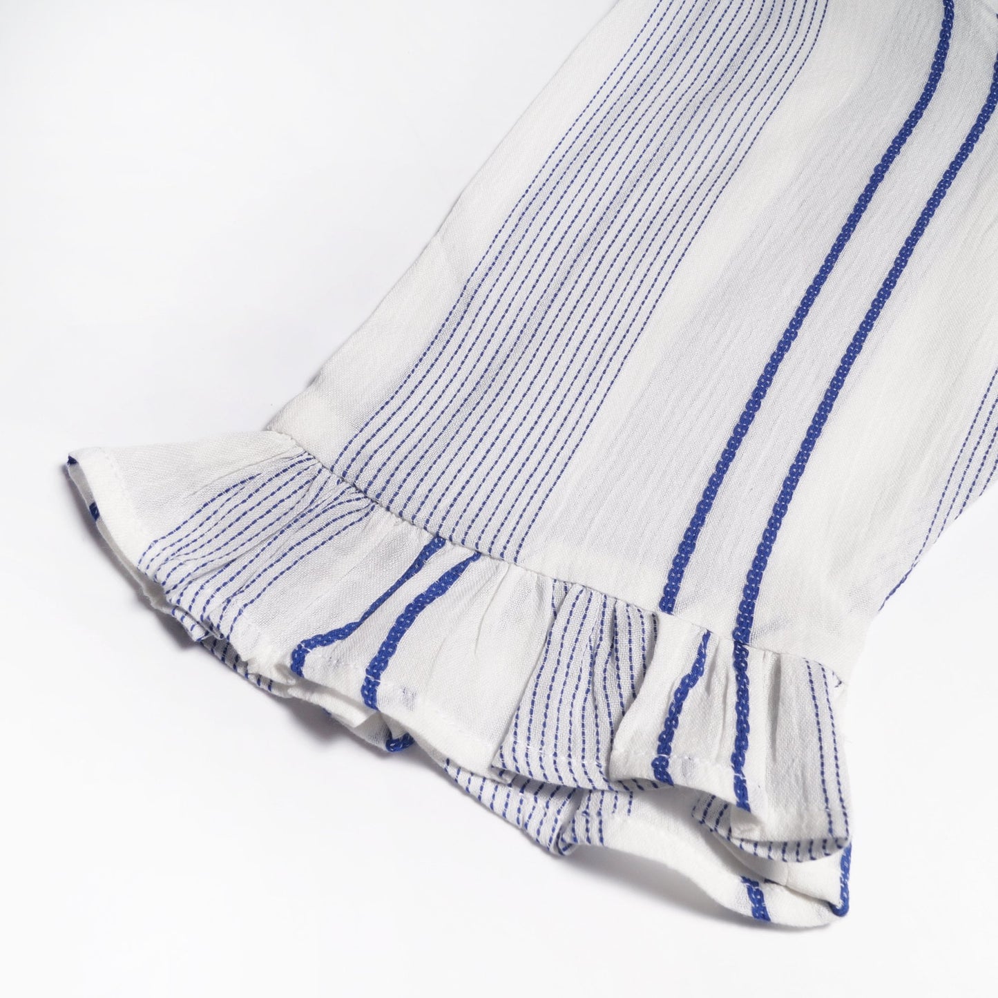 - Embroidered Stripe Maxi Dress - White/Blue