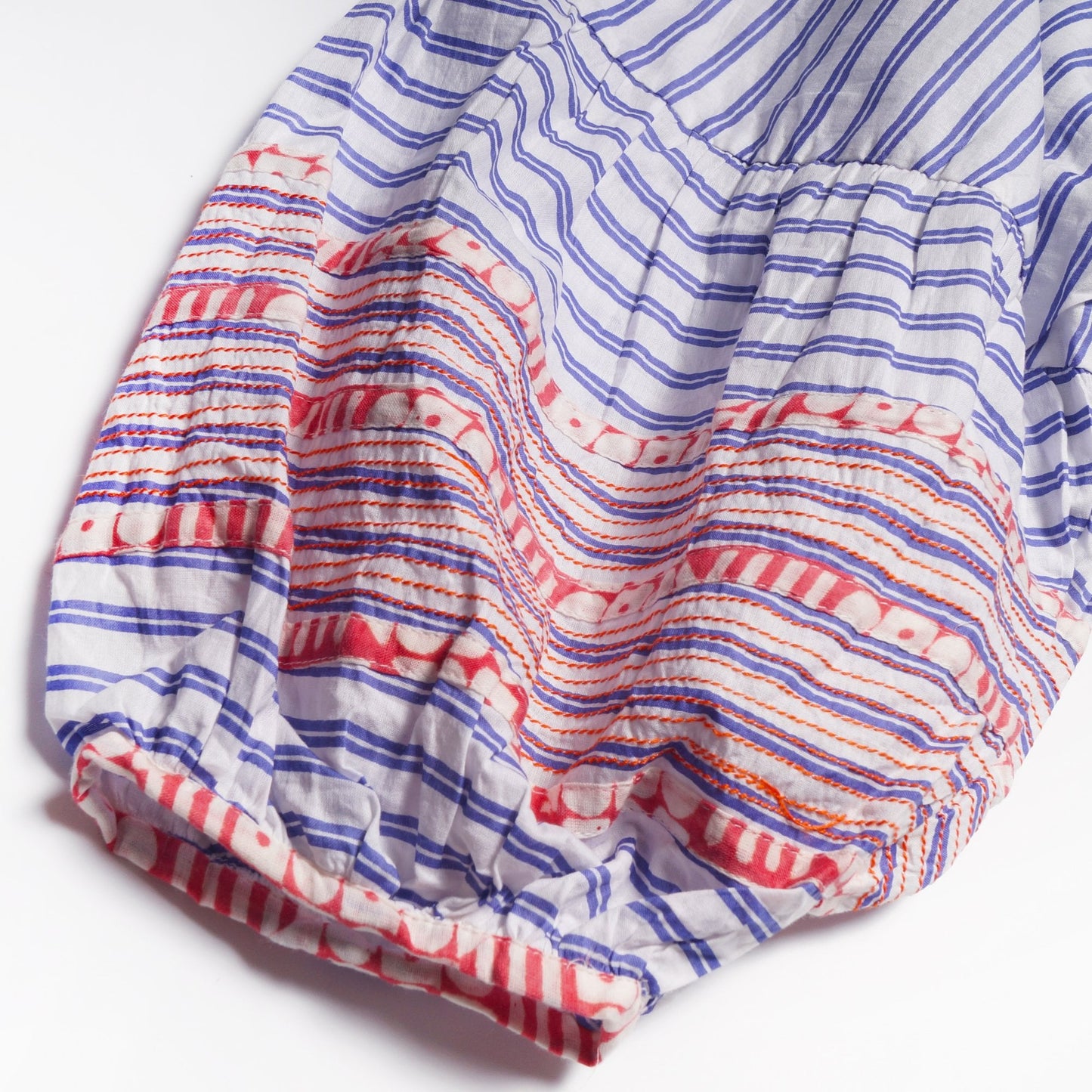 - Striped Embroidered Tassel Dress - Blue/Multi