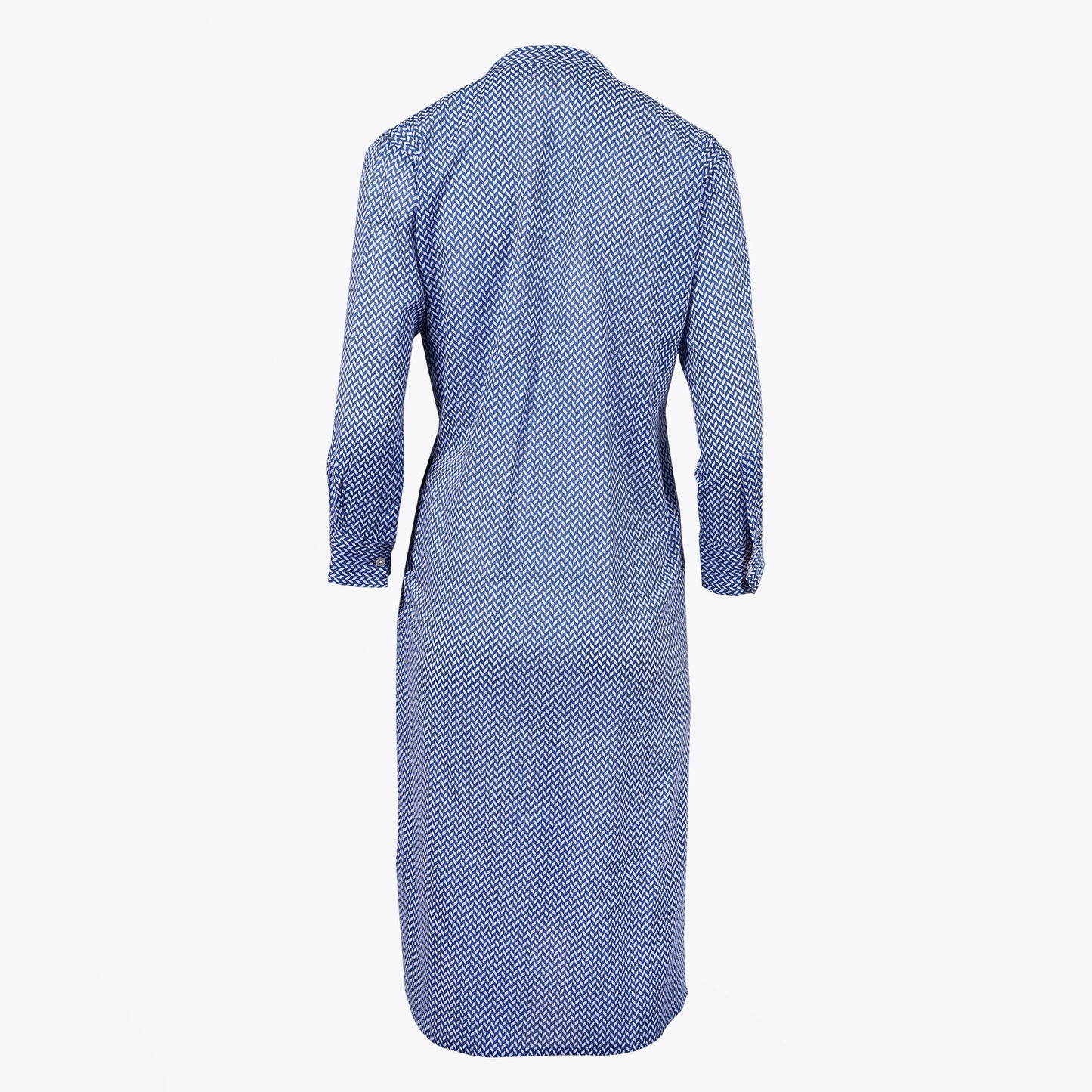 - Chevron Print Shirt Dress - Blue
