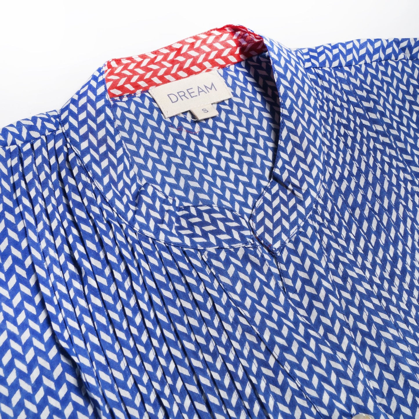 - Chevron Print Shirt Dress - Blue