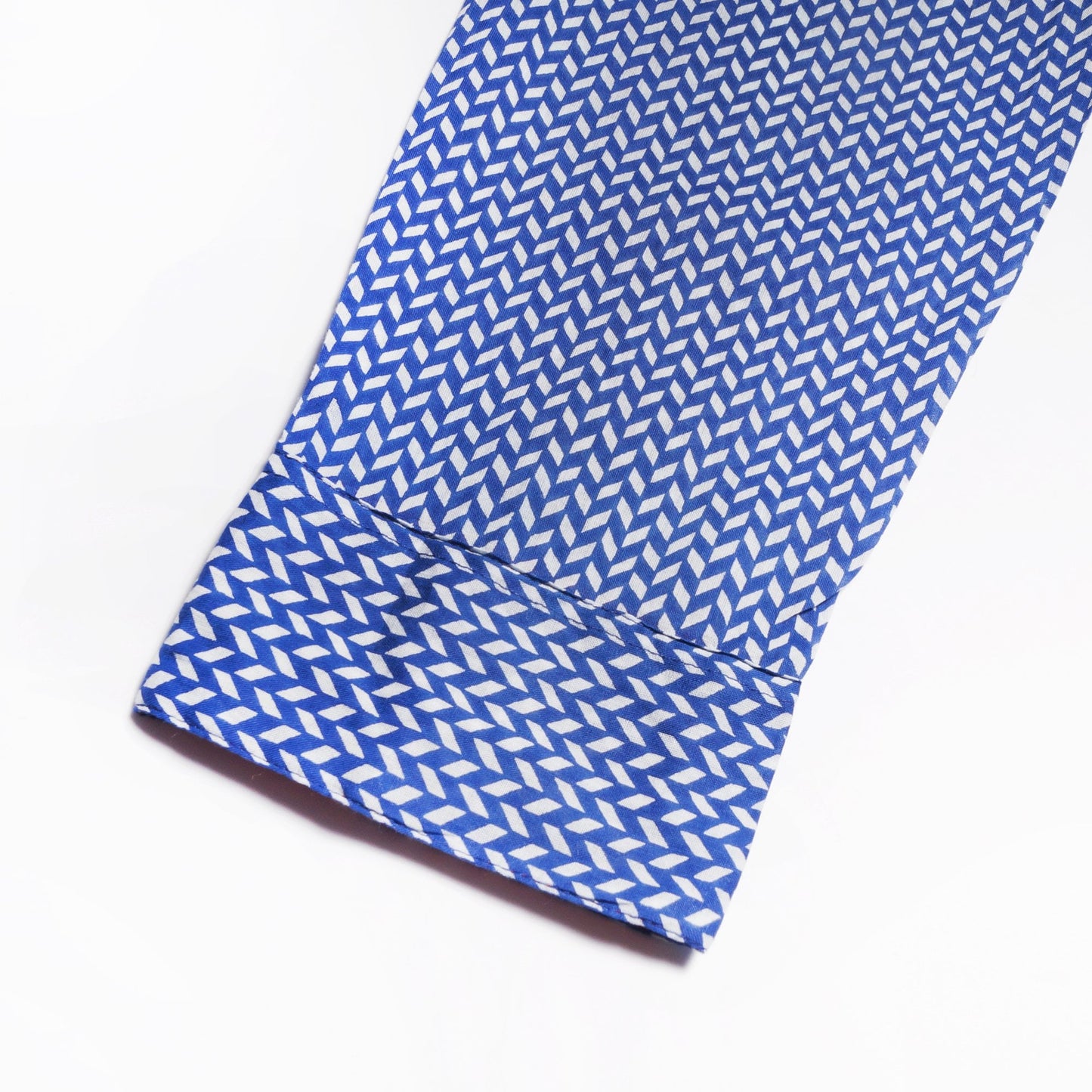 - Chevron Print Shirt Dress - Blue