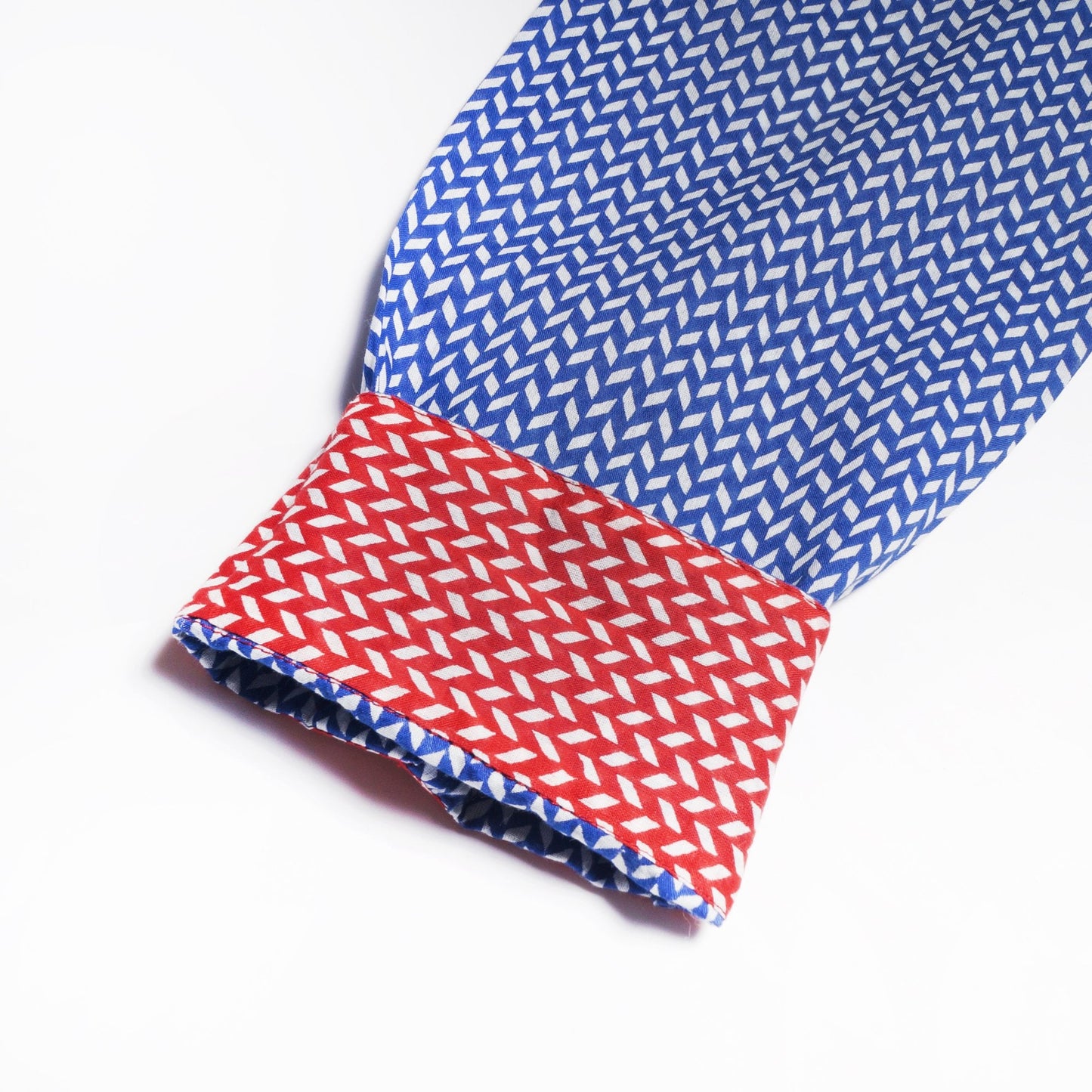 - Chevron Print Shirt Dress - Blue