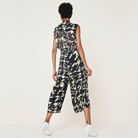 - Perpetual - Printed Cropped Pants - Navy/Multi