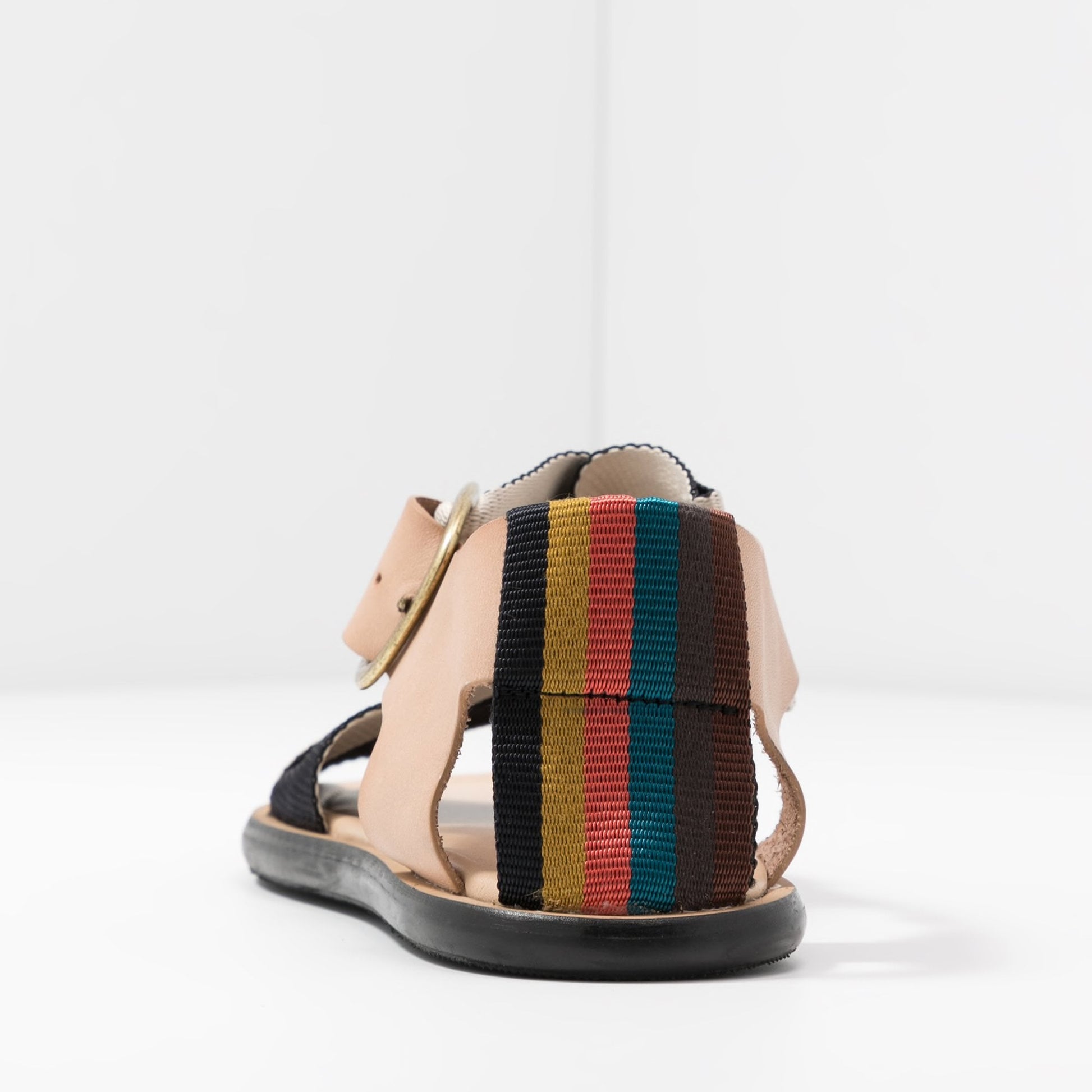Paul Leather Sandals with 'Bright Stripe' Trim - Beige