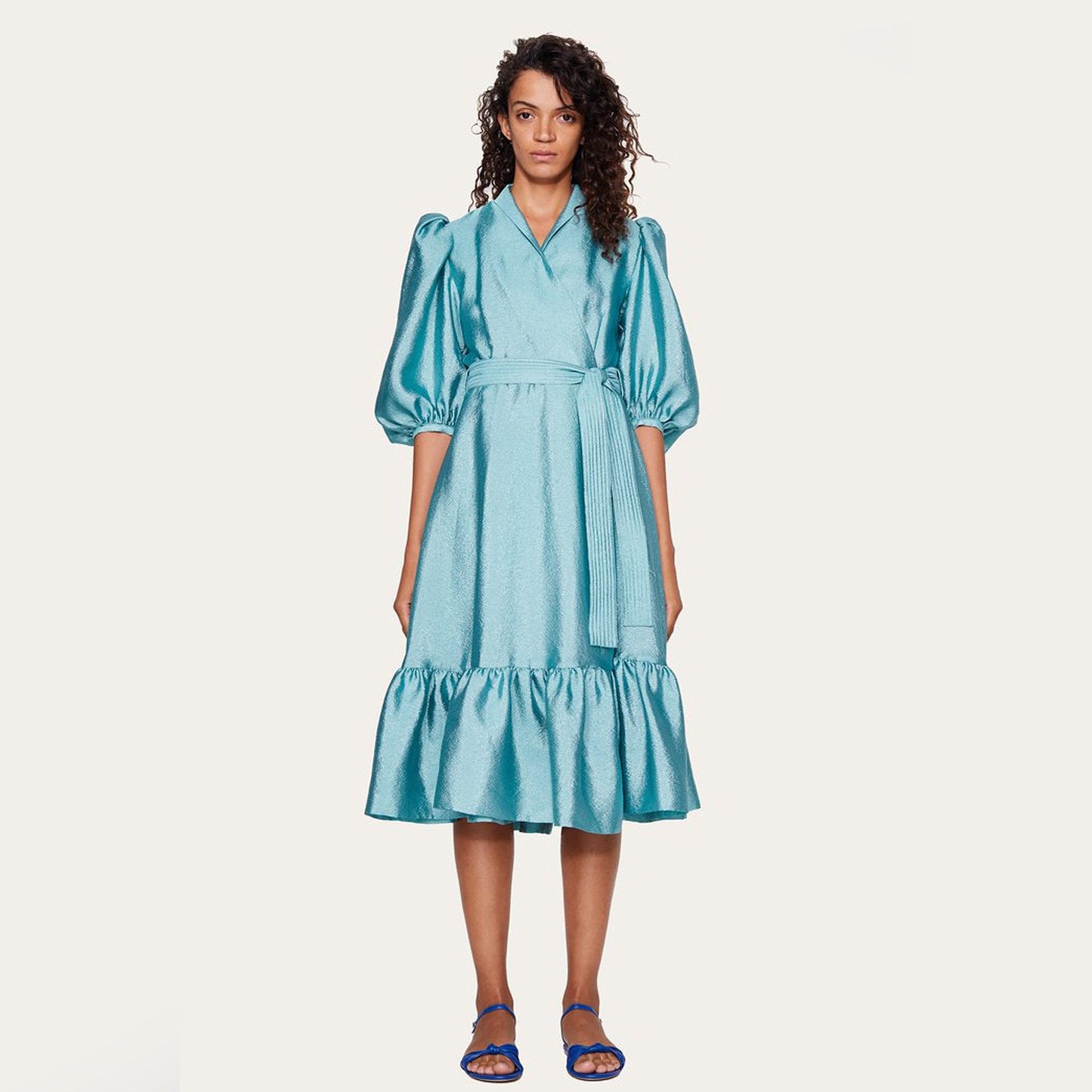 - Chinie Wrap-Over Dress - Aqua