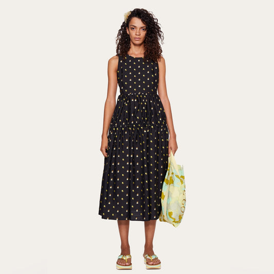 - Tulula Floral Midi Dress - Black/Ochre