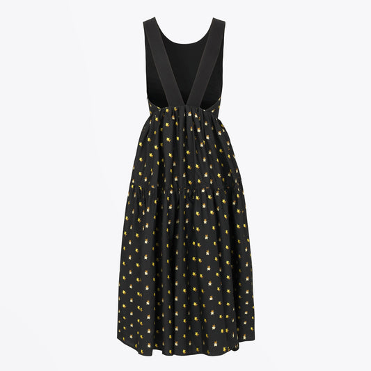 - Tulula Floral Midi Dress - Black/Ochre
