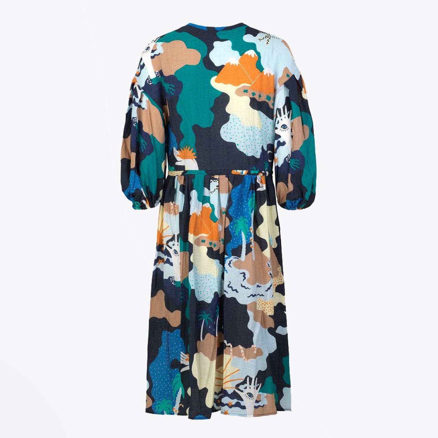 India Landscape Print Dress - Multi