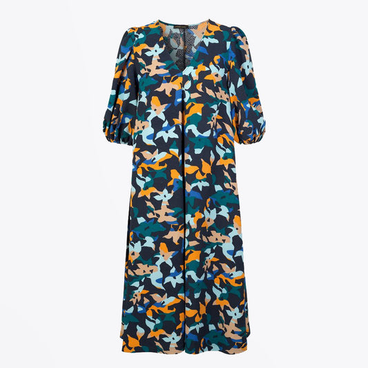 Mavelin Abstract Floral Print Dress - Navy/Multi